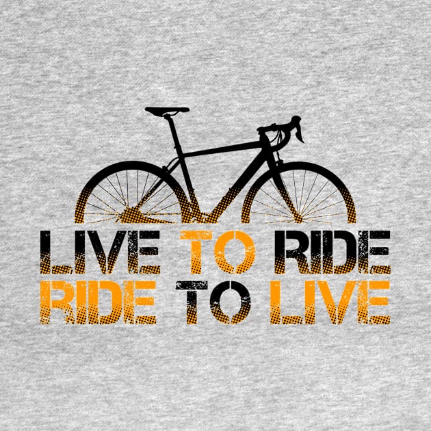 Orange Route Bike, Live To Ride, Ride to Live by Drumsartco